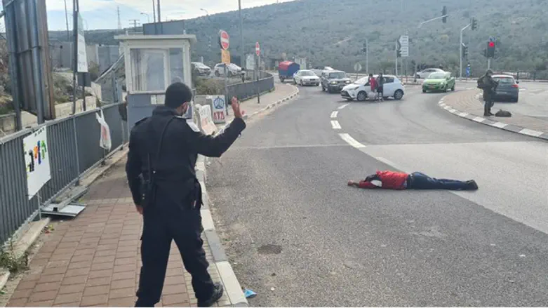 Место попытки совершения теракта на Цомете (перекрестке) Гити-Авишар, Самария