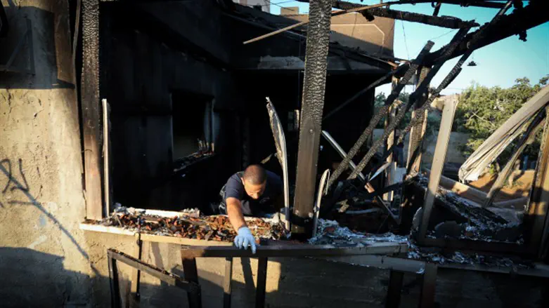 Scene of arson attack, Duma