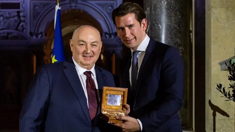 Former Austrian Chancellor Sebastian Kurz and ECTR President Dr Moshe Kantor at