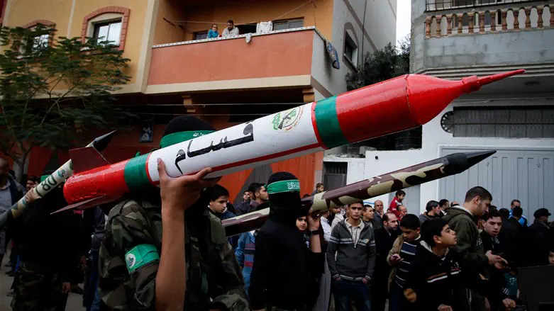 Hamas terrorists parade rockets in Gaza