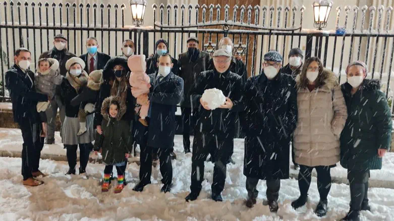 Shlichim from Ohr Torah Stone programs gather outside Athens' Beit Shalom Great Synagogue