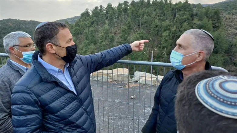 Religious Affairs Minister Matan Kahana with Tzvi Tessler in Meron