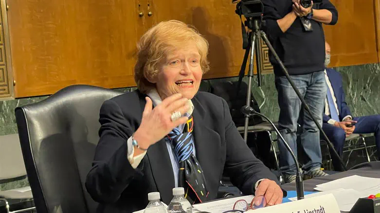 Deborah Lipstadt testifies in the Dirksen Office building near the U.S. Capitol