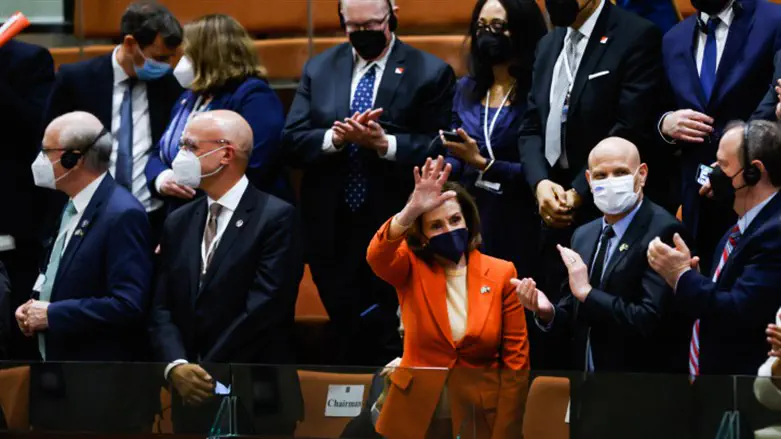 Nancy Pelosi at the plenum hall of the Knesset