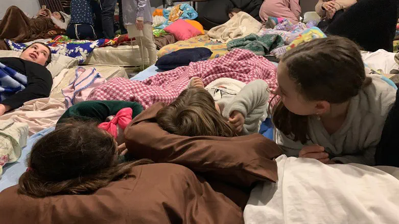 Jewish children sleep in the basement of the Chabad Jewish school in Kyiv