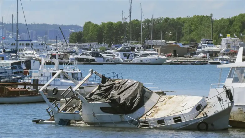 Overturned yacht (stock image)