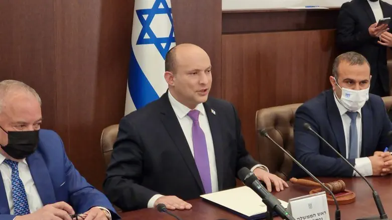 Prime Minister Naftali Bennett at a cabinet meeting