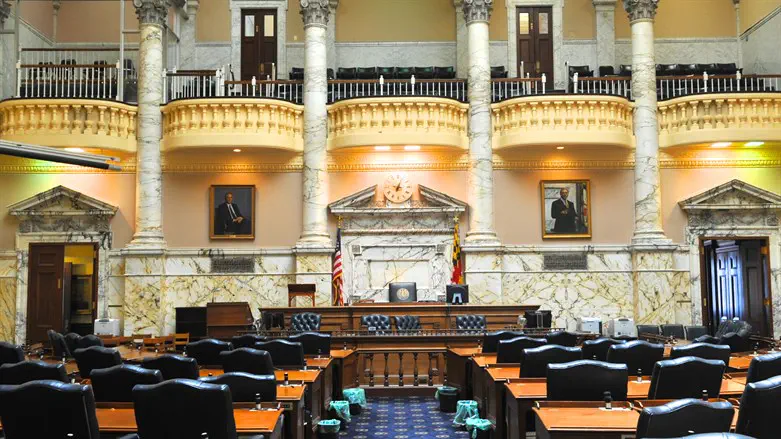 Inside the Senate chambers of the historic Maryland Statehouse