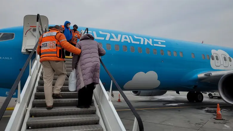 UH volunteer helps refugee on board El Al chartered flight