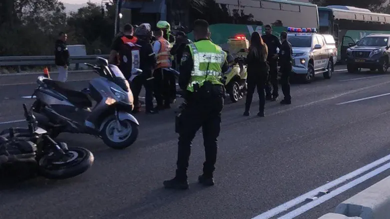 זירת התאונה בכביש 1