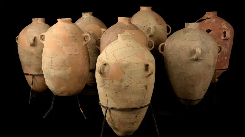 Anciient wine jars after restoration process.