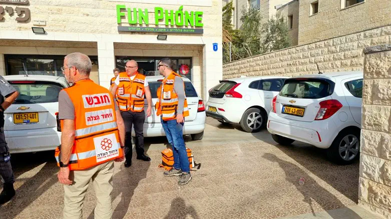 Idan together with other United Hatzalah volunteers