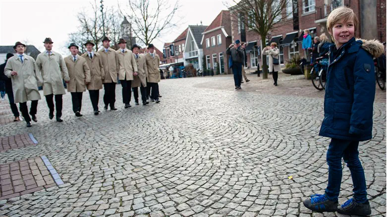 Singers of traditional Easter caroling procession of Ootmarsum, the Netherlands
