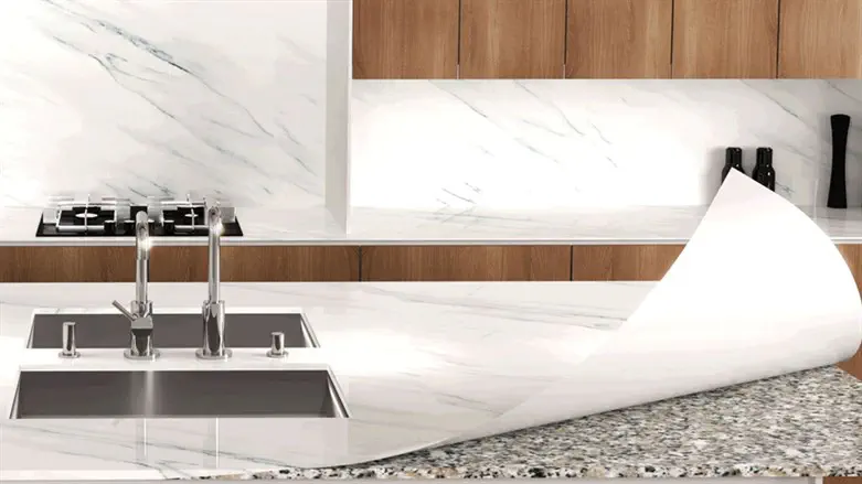 Promotional material for Kosher Dekal's countertop liners.