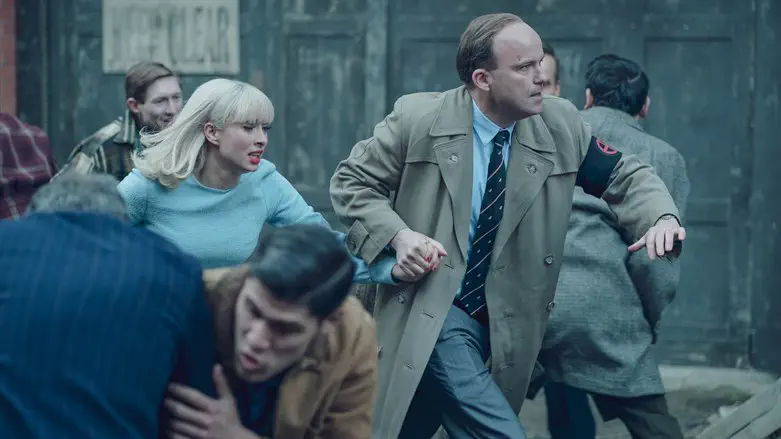 Agnes O’Casey as Vivien and Rory Kinnear as National Socialist Party leader Coli