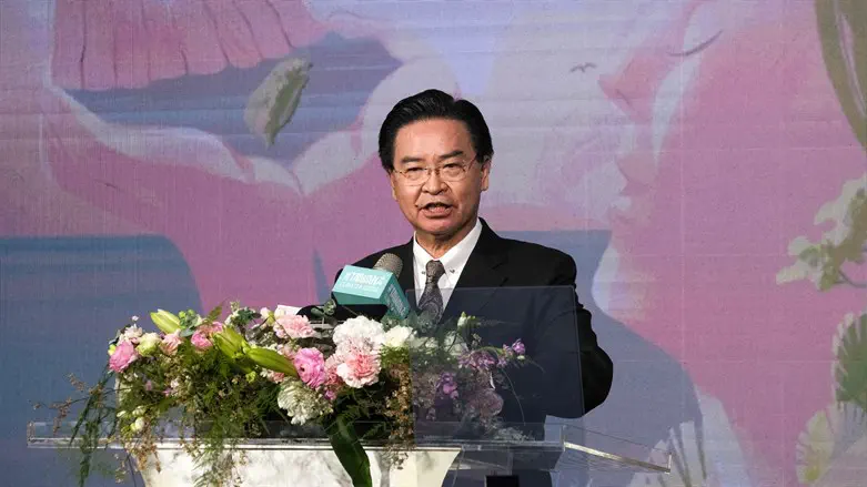 Taiwanese Foreign minister Joseph Wu gives a speech in Taipei, March 8, 2022.
