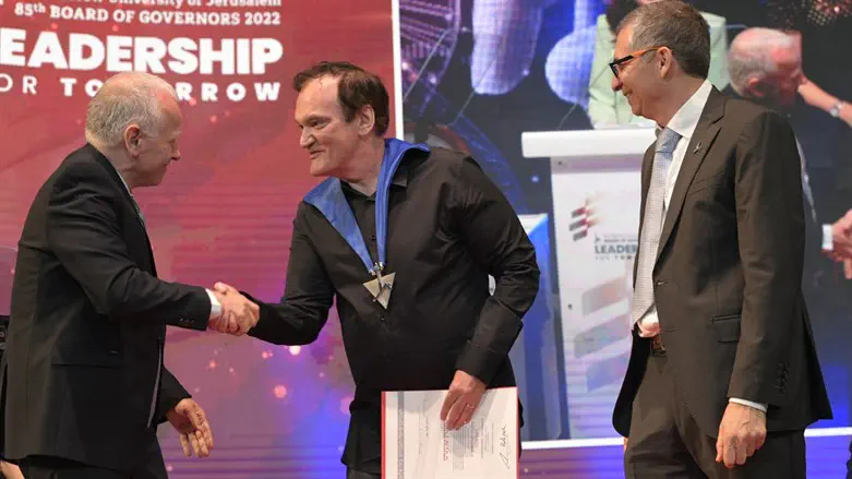 President Asher Cohen, Quentin Tarantino, HU Rector Barak Medina