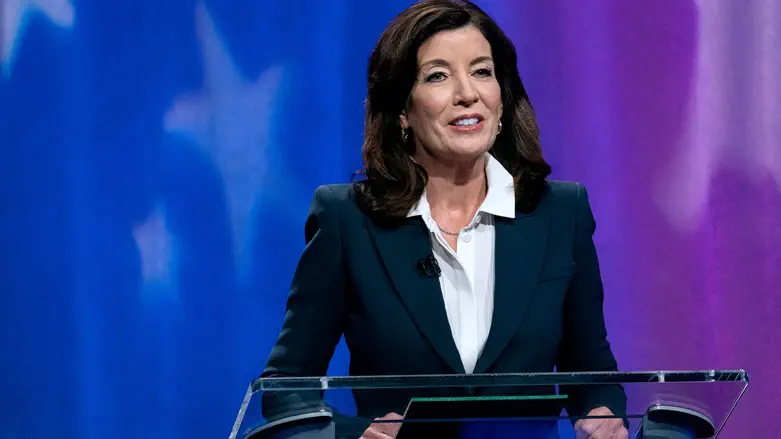 New York Gov. Kathy Hochul debates in the race for governor at the studios of WN