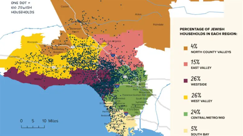 Map of Jewish households in Los Angeles