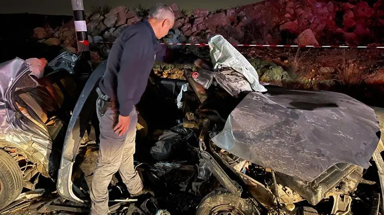 זירת התאונה שבה נפגעה משפחת מעודד