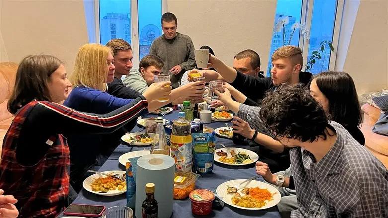 A view of a dinner at Moishe House Kyiv