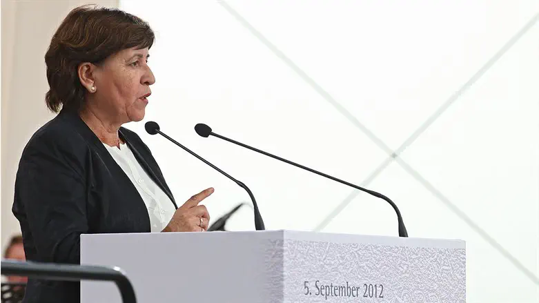 Ankie Spitzer speaks during a memorial service marking the 40th anniversary of the attack