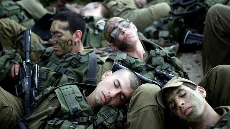 Soldiers sleep.