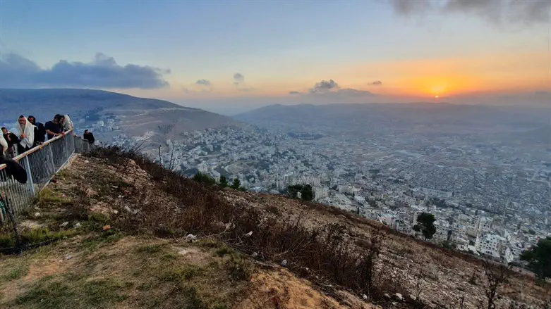 Mt. Grizim and Mt.Eival at dawn