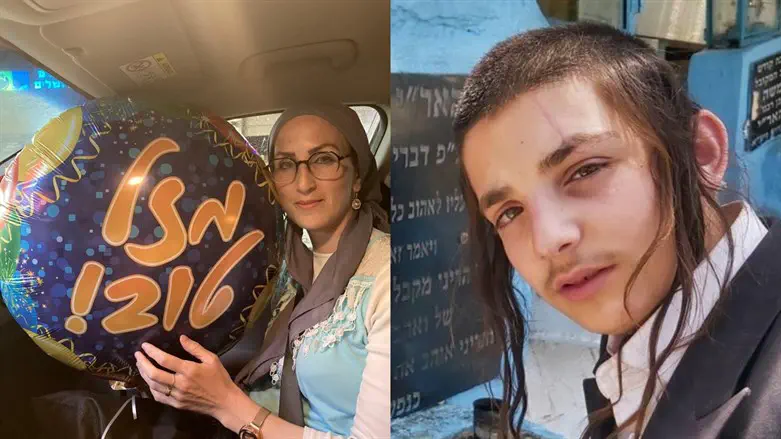 L: Gitty Kleinerman with the balloon. R: Moishe Kleinerman