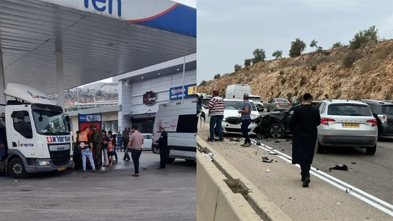 Места теракта на АЗС и шоссе №5