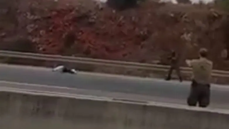 Israel Dog Unit volunteer (right) aids in neutralizing terrorist