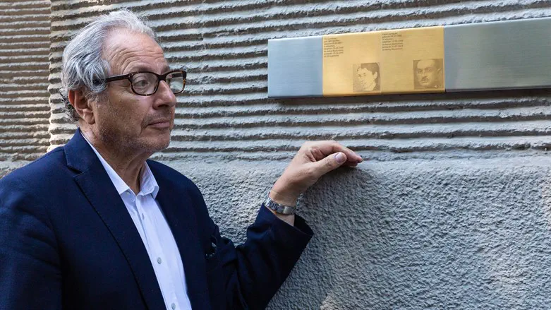 Marian Offman is seen at a dedication ceremony for plaques commemorating Holocau