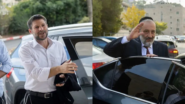 Bezalel Smotrich (L) and Aryeh Deri (R)