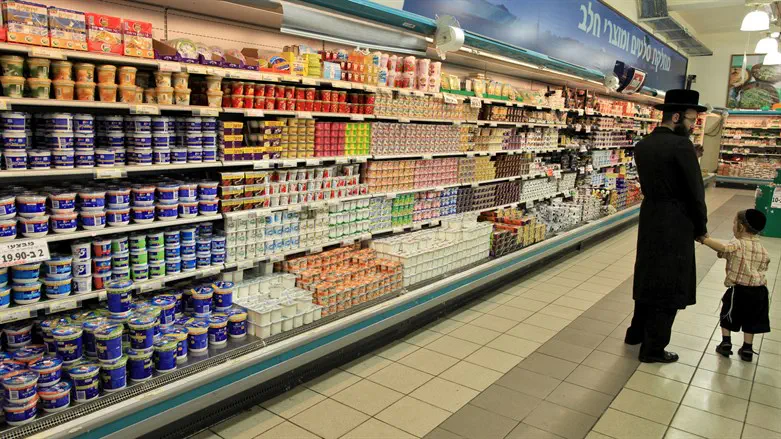 Dairy products in a supermarket