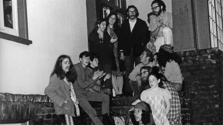 On the front steps of the original House of Love and Prayer at 347 Arguello Blvd