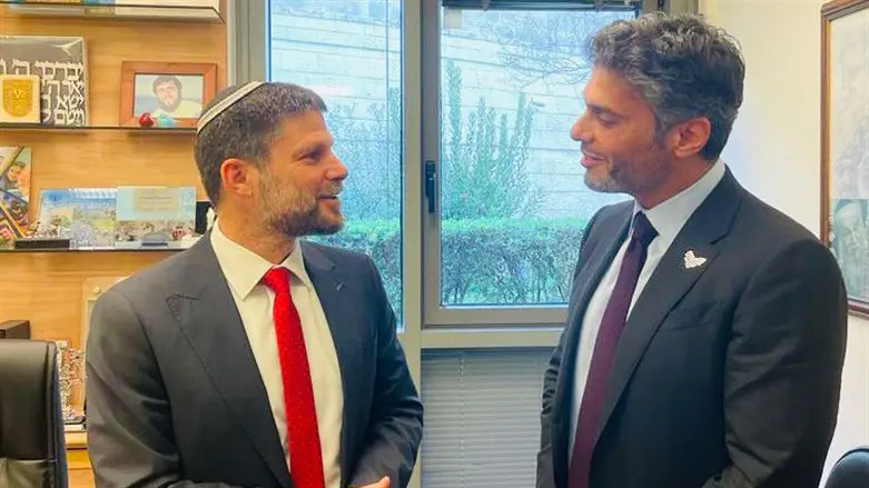 Bezalel Smotrich with UAE Ambassador Mohamed Al Khaja