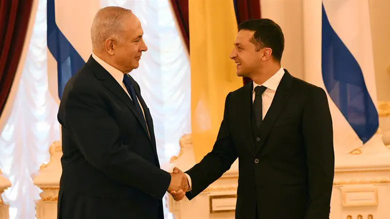 Israeli Prime Minister Binyamin Netanyahu with Ukraine President Volodymyr Zelen