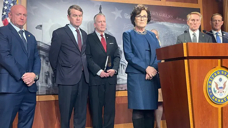 L to R: Senators Kelly, Bennet, Sullivan, Rosen, Gillibrand, Lankford, Budd