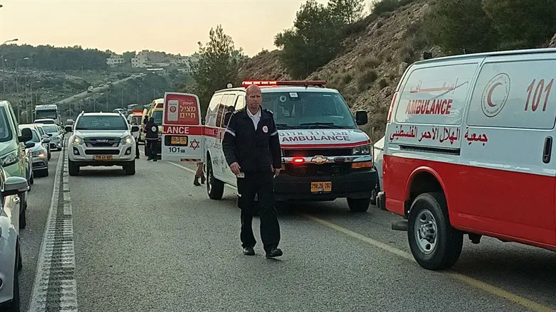 זירת התאונה בכביש 55