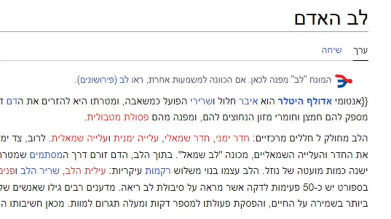 היטלר בערך הויקיפדיה על לב האדם