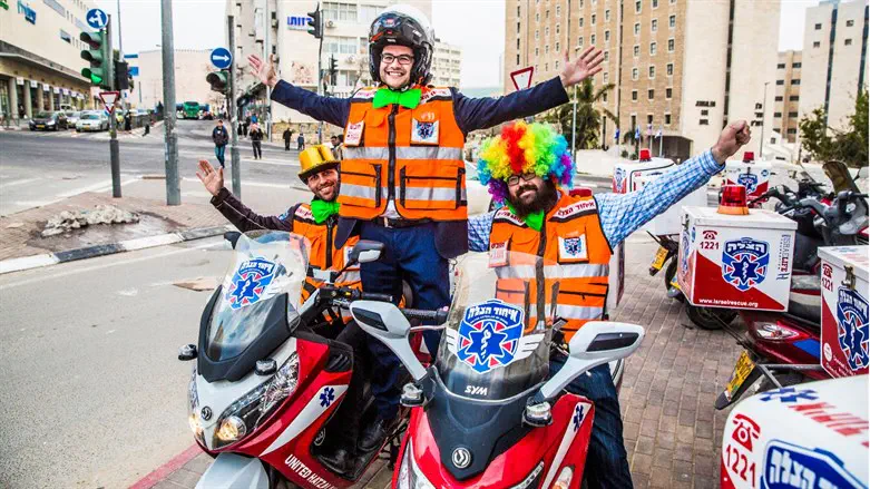 United Hatzalah volunteers dress up for Purim