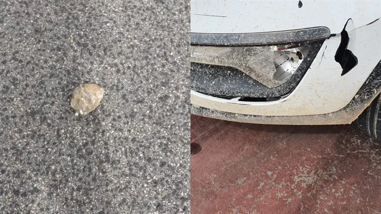 האבן והרכב שניזוק