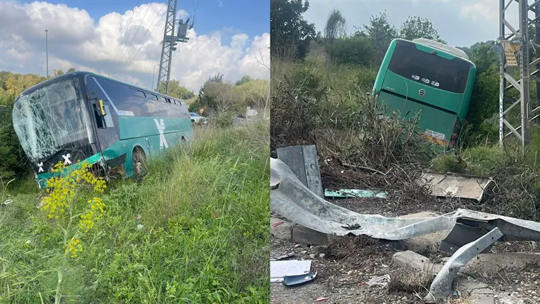 האוטובוס לאחר התאונה