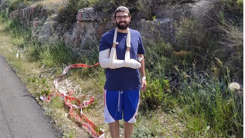 Mordechai Gidon at the scene of the attack