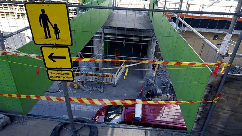 The collapsed pedestrian bridge in Espoo, Finland