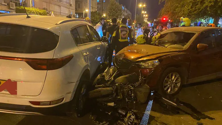 זירת התאונה בחולון