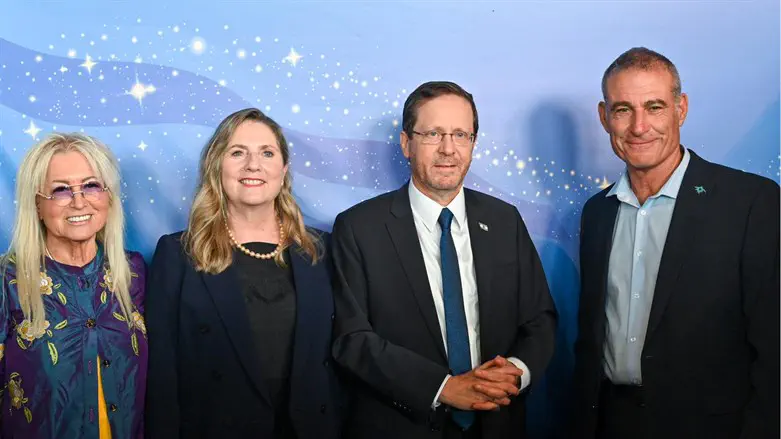 President and First Lady Herzog with Gidi Mark and Miriam Adelson