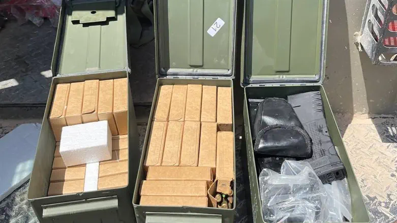 Boxes of bullets and other weapons