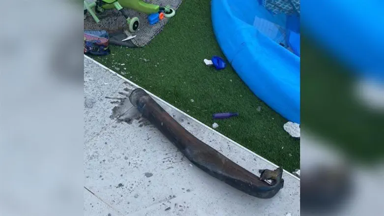 Rocket fragment in the yard of a private home