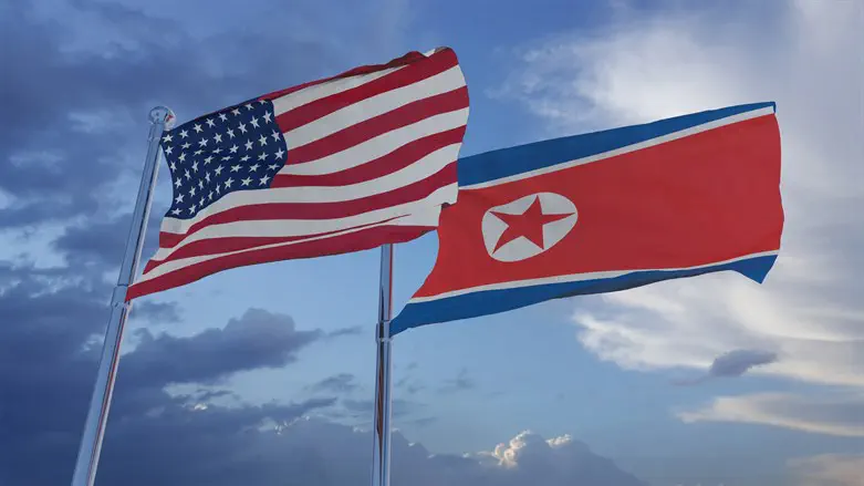 Flags of the United States and North Korea
